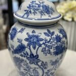 Vase Chinois Bleu avec Couvercle 17*17*26cm