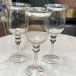 Glass candle holder silver