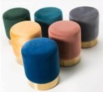 Pouf en Velours et métal doré – Image 2