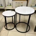 Alix set 2Pcs Table Blk/Wht Marble