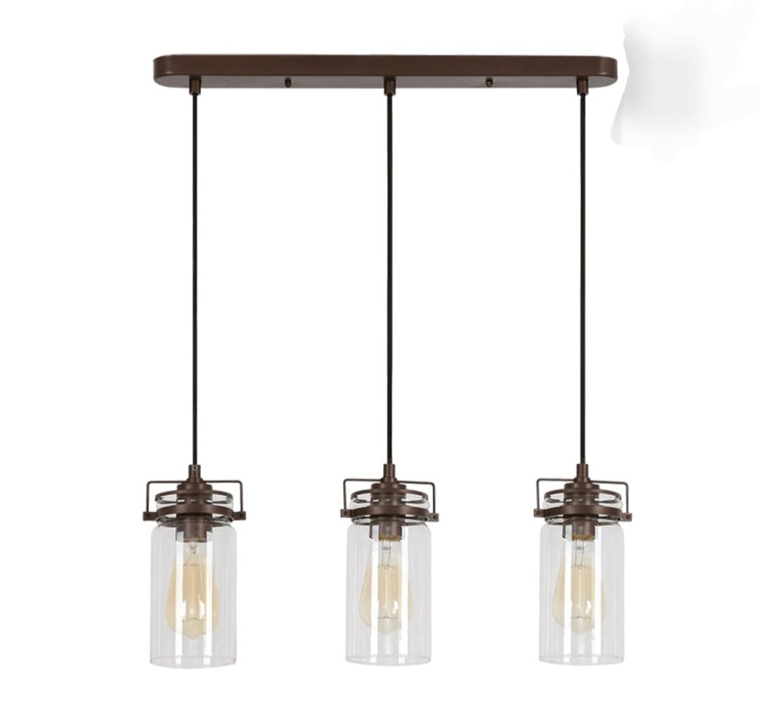 WhatsApp Image 2026-02-03 at 11.20.47 (1) Linden Antique Brown 3LT Pendant wth Clear Glass – Image 1