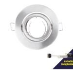 Brushed Satin Chrome 220v Downlight wht 63mm cut out