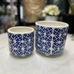 Ceramic Ftd Patterned Pot blue 13*13cm