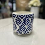 Ceramic Ftd Leaf Pattern Pot Blue 13*13cm