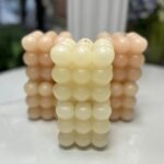 Candle Pillar Bubble White/ Pink